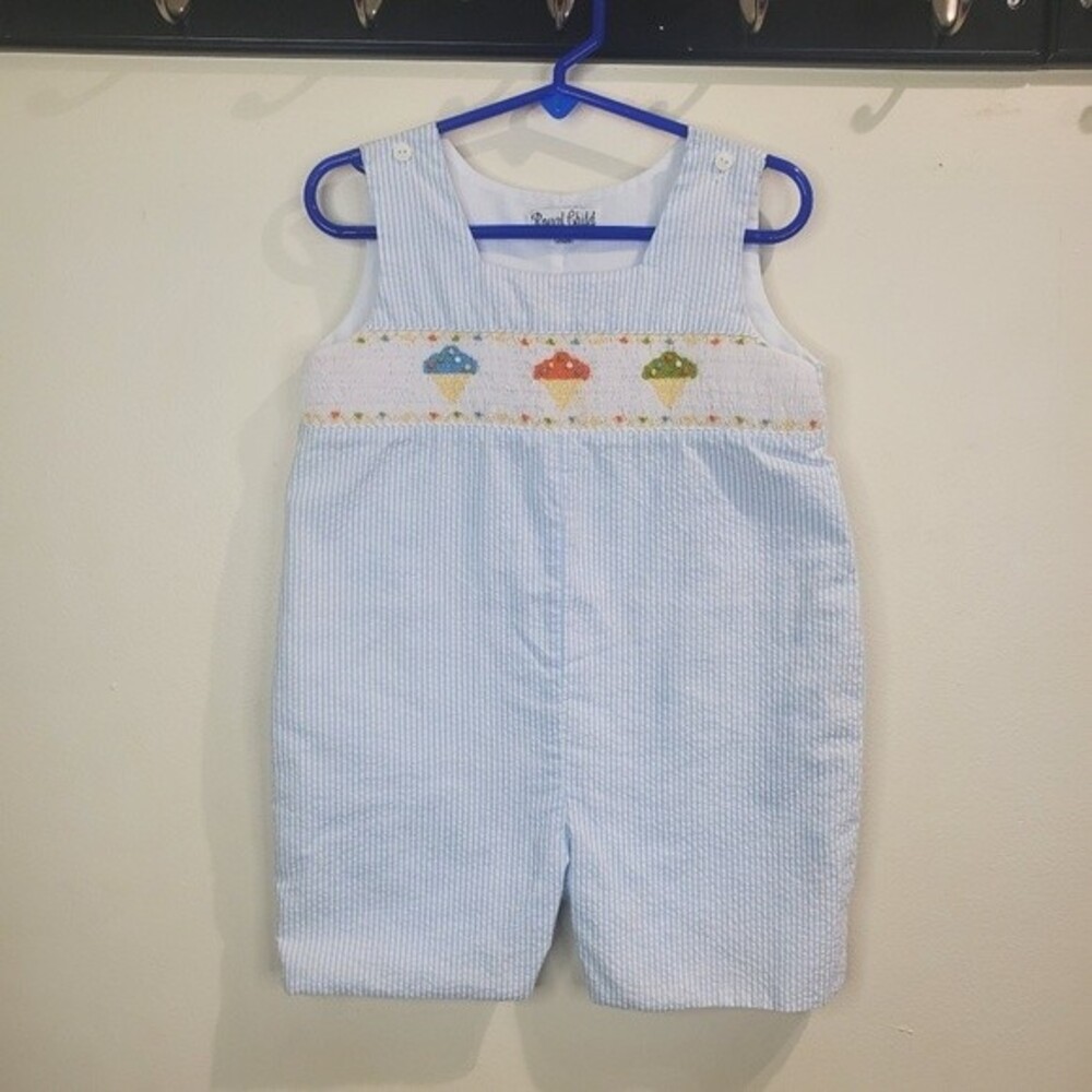 Royal Child snowcone smocked romper with snaps 24 months